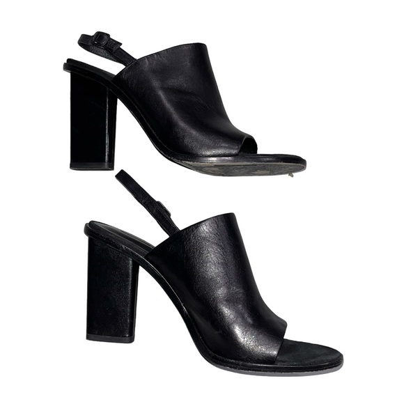 Alexander Wang Black Leather Cole Peep Toe Slingback Mule Sandals - Picture 3 of 8